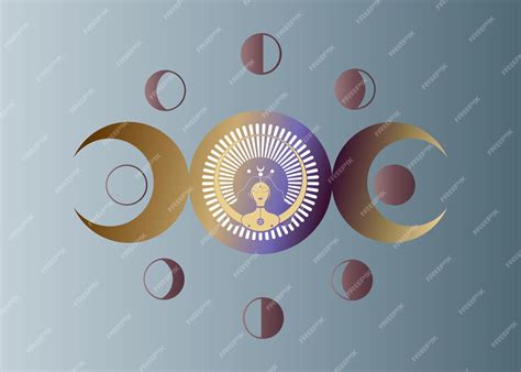Premium Vector | Wiccan woman icon, Triple goddess symbol of moon ...
