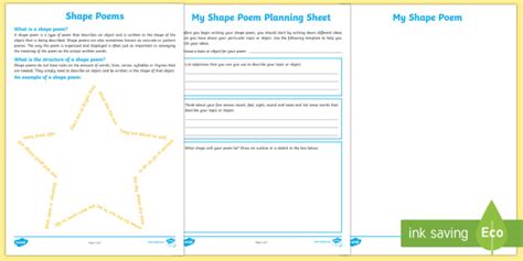 Shape Poem Writing Template (teacher made)