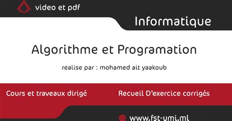 Image result for Cours D'informatique Algorithme Et Programmation