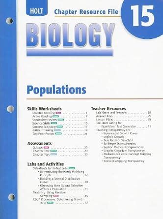 Holt Biology Chapter Resource File 15: Populations : Amazon.in: Books