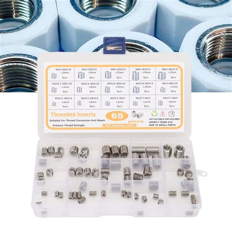 Buy 65Pcs Threaded Insert, Safe Thread Repair Insert, Stainless Steel ...