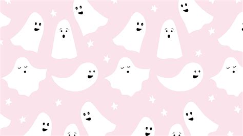 Download Beautiful Halloween Ghosts On Pink Wallpaper | Wallpapers.com