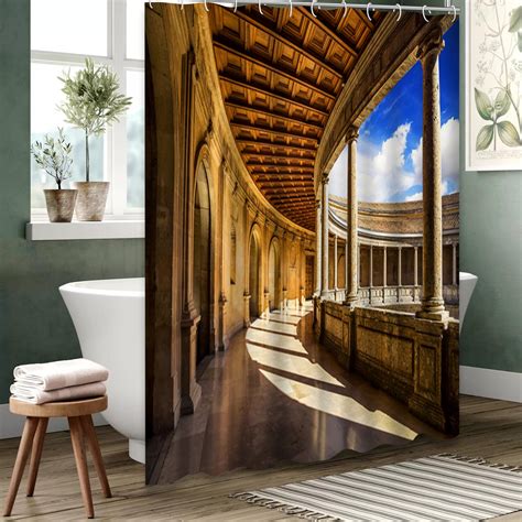 East Urban Home Spanish Old Waterproof Shower Curtain,Spain Building ...