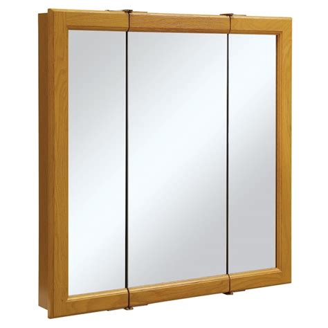 Design House Claremont 30-in x 30-in Surface Mount Honey Oak Mirrored ...