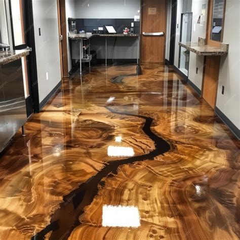 Mesmerizing epoxy resin floor with fluid wood patterns in modern ...