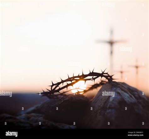 Calvary, Golgotha Hill, Jesus Christ's cross and crown of thorns, Jesus ...