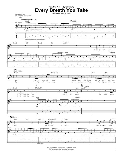 Every Breath You Take Chord – Tablature Every Breath You Take Guitar ...