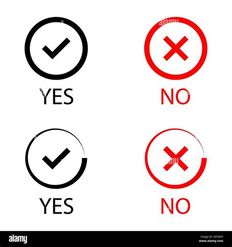 Yes or No check mark icons sign. Tick and Cross sign Stock Vector Image ...