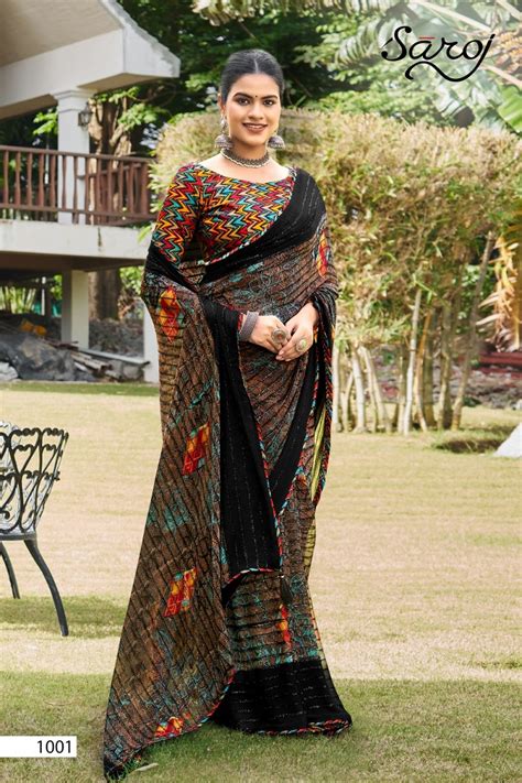 Saroj Black Beauty Fancy Georgette Black Saree Collection