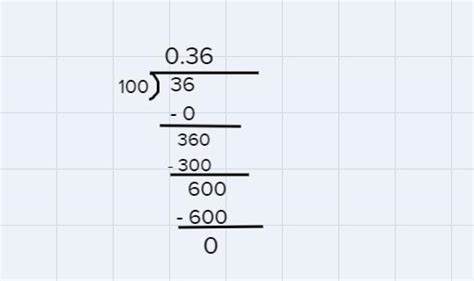 [tex] \frac{36}{100} [/tex]Find the decimal expansion of given fraction ...