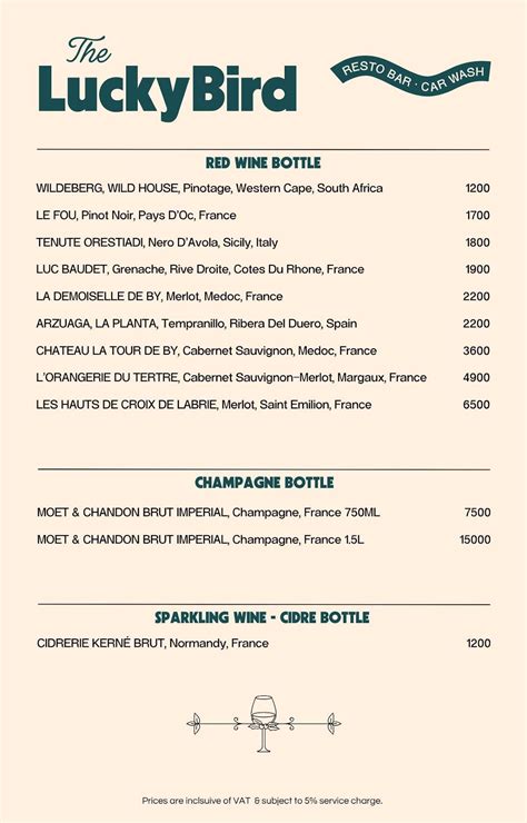 Menu at Lucky Bird Restaurant and Car Wash, Lipa, Dagatan St