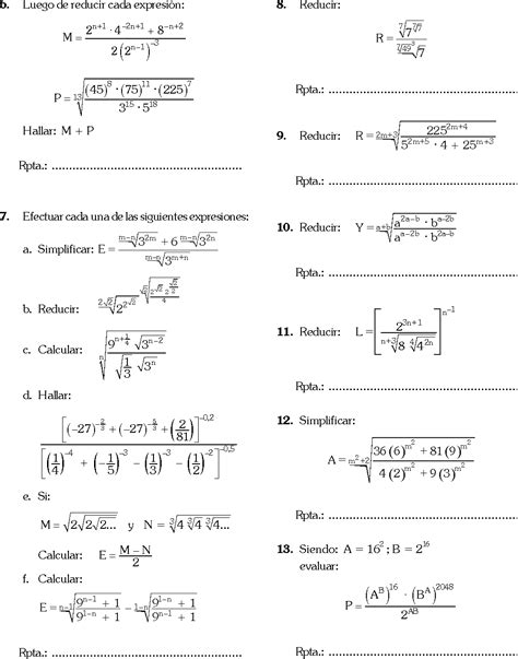 TEORIA DE EXPONENTES EJERCICIOS RESUELTOS PDF