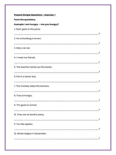 Present Simple Questions Exercises 的图像结果