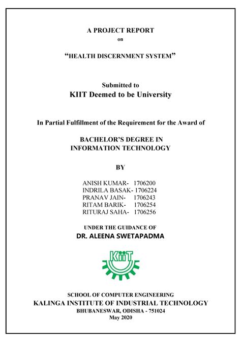 Project Report - A PROJECT REPORT on “HEALTH DISCERNMENT SYSTEM ...