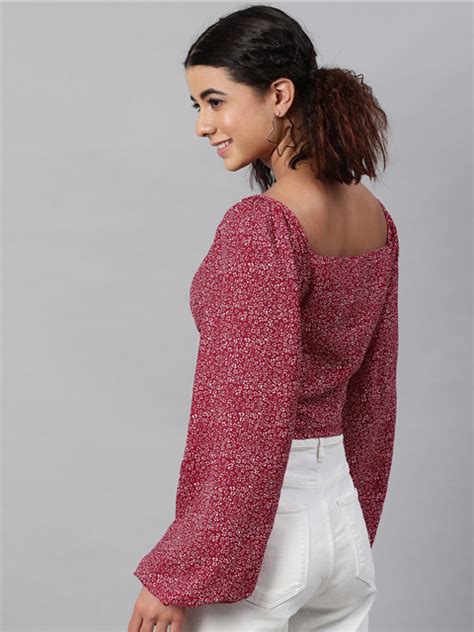 Floral Georgette Fitted Crop Top