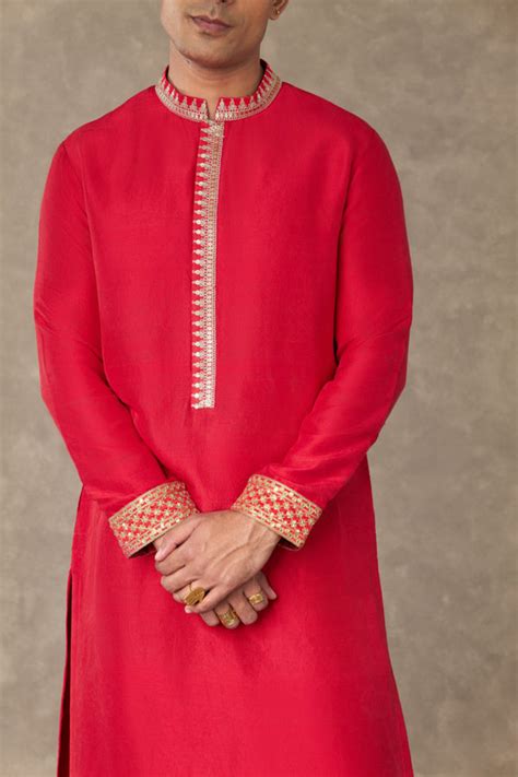 Masaba Menswear - Red Anar Kurta Set - Elahe