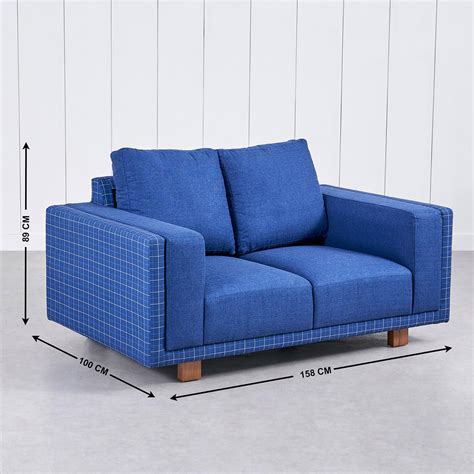 Buy Santorini Fabric 2-Seater Sofa with Cushions - Blue from Home ...