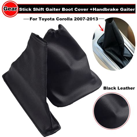 Black Leather Handbrake Cover & Shift Boot – Fits Toyota Corolla 2007-2013 Manual Transmission – PU Leather Dust Cover