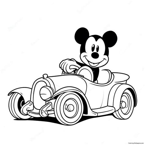 Mickey Mouse Driving A Colorful Car Coloring Page (50824-40199)