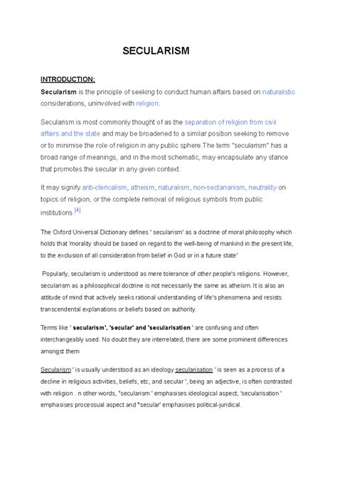Secularism-1 - Secularism - SECULARISM ####### INTRODUCTION ...