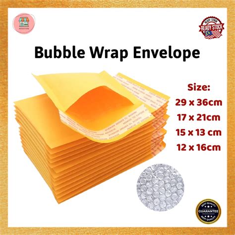 [READY STOCK] Yellow Paper Bubble Wrap Envelope Bag / Bubble Mailer ...