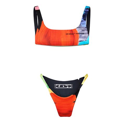 OFF WHITE | Women's Beachwear Graphic Print Bikini | Multi ...
