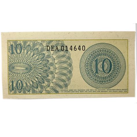 Historical India - Collectible Old Note (1964) Indonesia 10Sen Note UNC ...