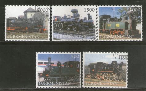 Turkmenistan 1998 Locomotive Railway Train Transport Setenant Cancelle ...