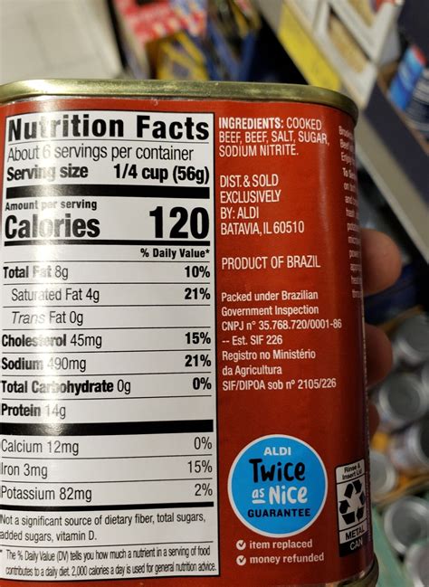 Corned Beef Nutrition Label at Donald Frame blog