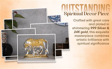 Vastu Kamdhenu Cow with Calf Idol - Gold & Silver Plated