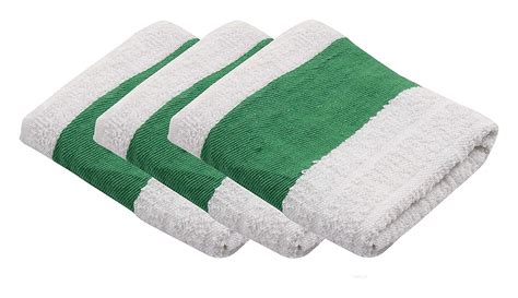 SS Traders 200 GSM 3 Piece Pure Cotton Towel Set - White and Green ...