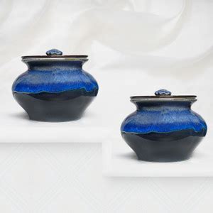 The Earth Store Handcrafted Flow Medium Blue Ceramic Serving Pot ...