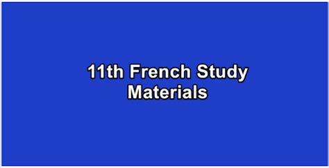11th French Study Materials 2026 – TN State Board