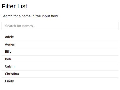 List Filter JavaScript 的图像结果