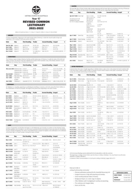 2021-2022 Lectionary available for free download - Uniting Church Australia