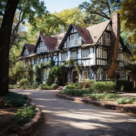 Premium Photo | Tudor Revival architecture house with stone path ...
