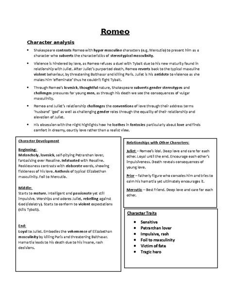 Character Analysis of Romeo in Shakespeare's *Romeo and Juliet* (ENG ...