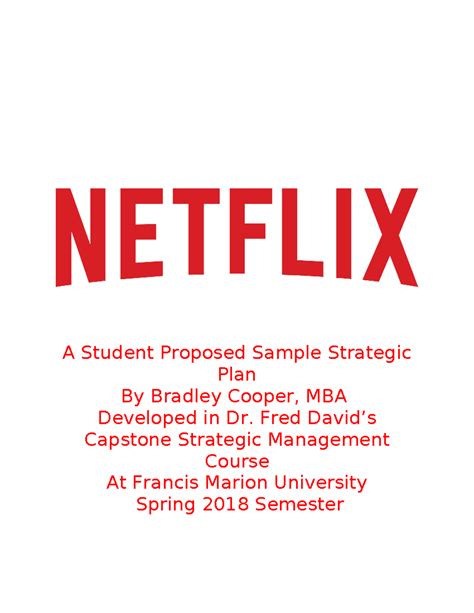 Strategic Management Case Study: Netflix (MBA 2018) Final Report - Studocu