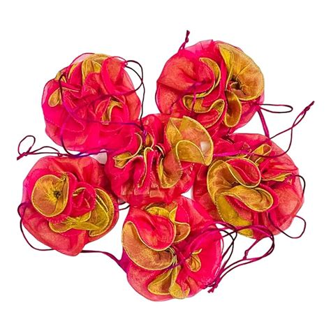 KRIWIN Pack of 10 Silk Organza Drawstring Tokri Potli Bag, 35 cm ...