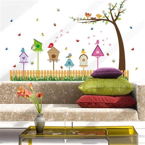 Buy Corsica Nova Multicolour Bird House And Tree Wall Decal - 60 x 90 ...