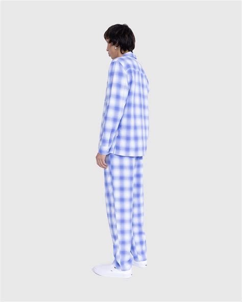 Tekla – Flannel Pyjamas Pants Light Blue Plaid | Highsnobiety Shop