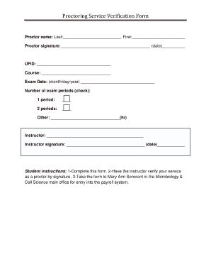 Fillable Online Proctoring Service Verification Form - Microbiology ...