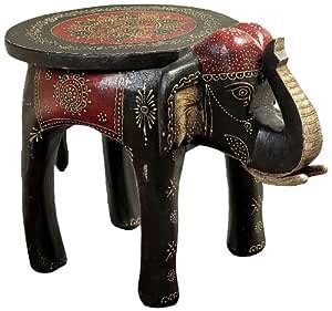 Aapno Rajasthan Carved Wooden Painted Elephant Side Stool : Amazon.in ...