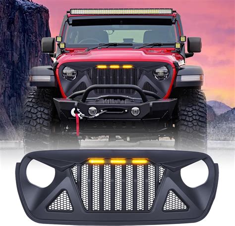 Front Grill for 2018-2022 2023 Jeep Wrangler JL JLU Gladiator JT Grille Aftermarket Front Grille ...