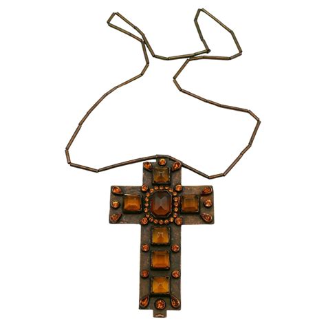 JEAN PAUL GAULTIER Vintage Massive Jewelled Medieval Cross Pendant ...