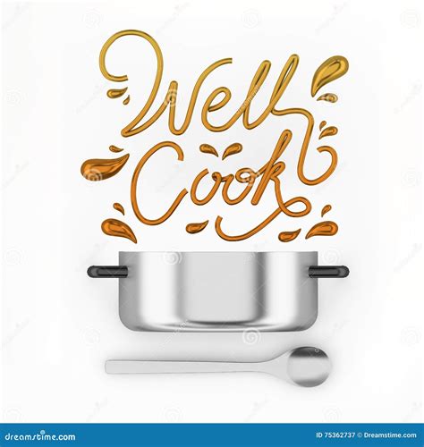 Well Cook Quote with Pot Modern 3D Rendering Stock Illustration ...