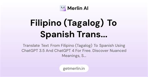 Filipino (Tagalog) to Spanish Translator