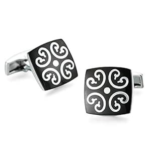 Buy Peora Black Silver Two Tone Cufflinks Set Stylish Accessories for ...