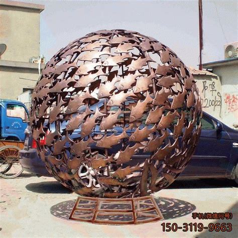 旋转镂空球雕塑 不锈钢雕塑直接厂家 售楼部摆件镂空球-万花筒优品
