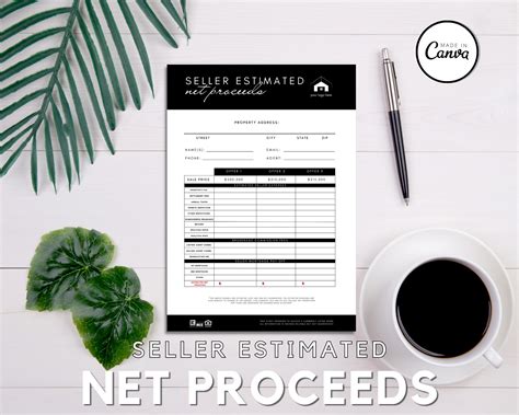 Real Estate Seller Net Proceeds Sheet, Realtor Marketing Template ...